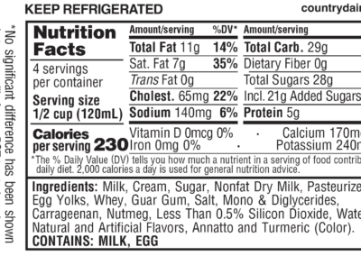 Egg Nog pint nutrition facts