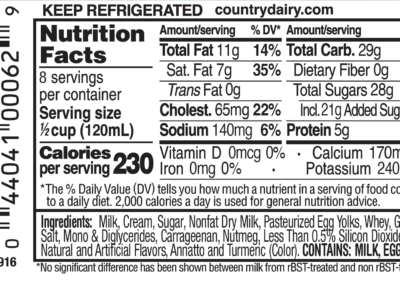 Egg Nog quart nutrition facts