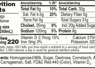 Strawberry Milk pint nutrition facts