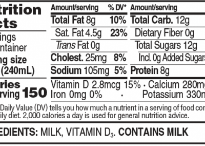 Vitamin D Whole Milk quart nutrition facts