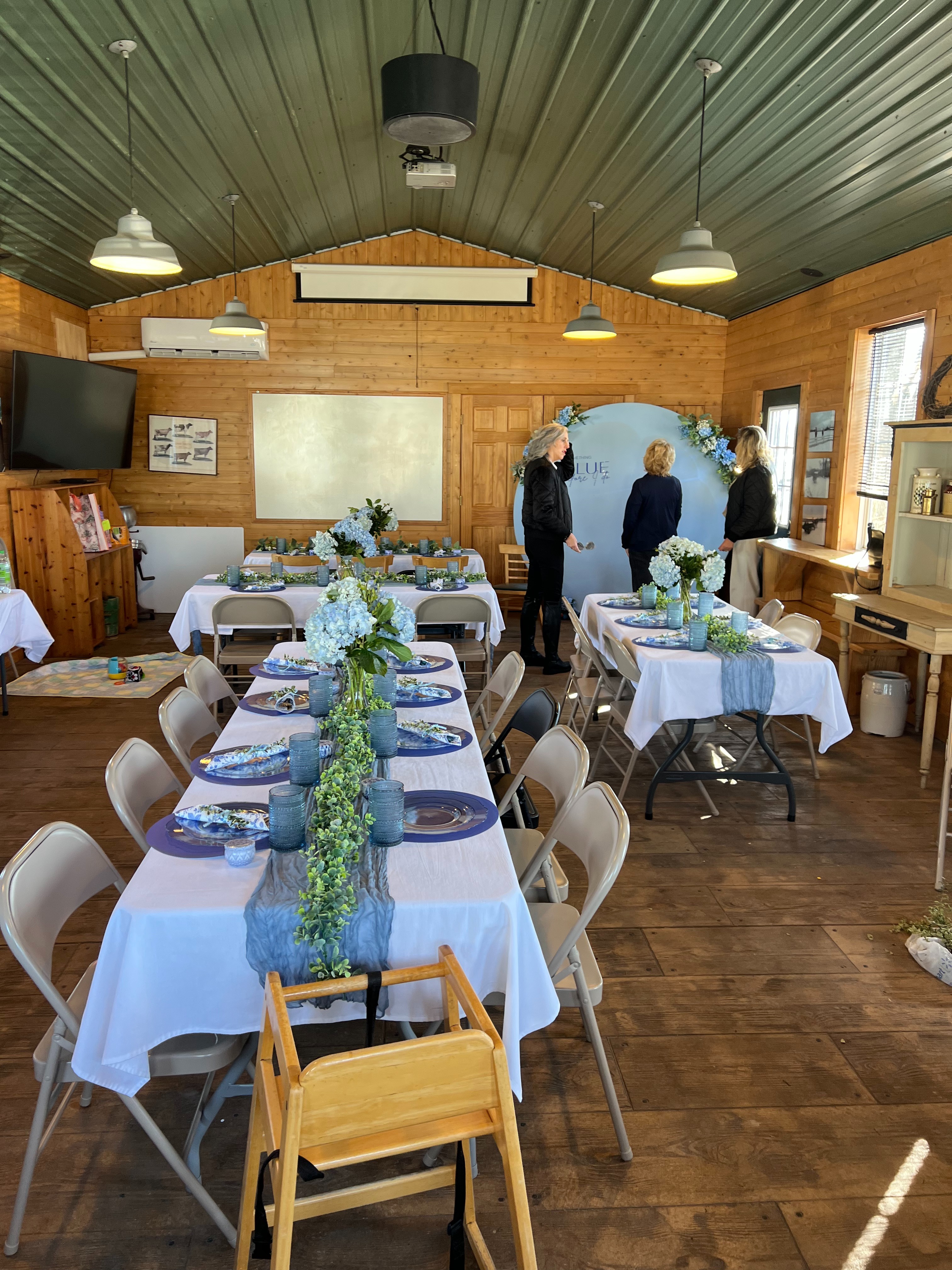 Moo School set up for a bridal shower
