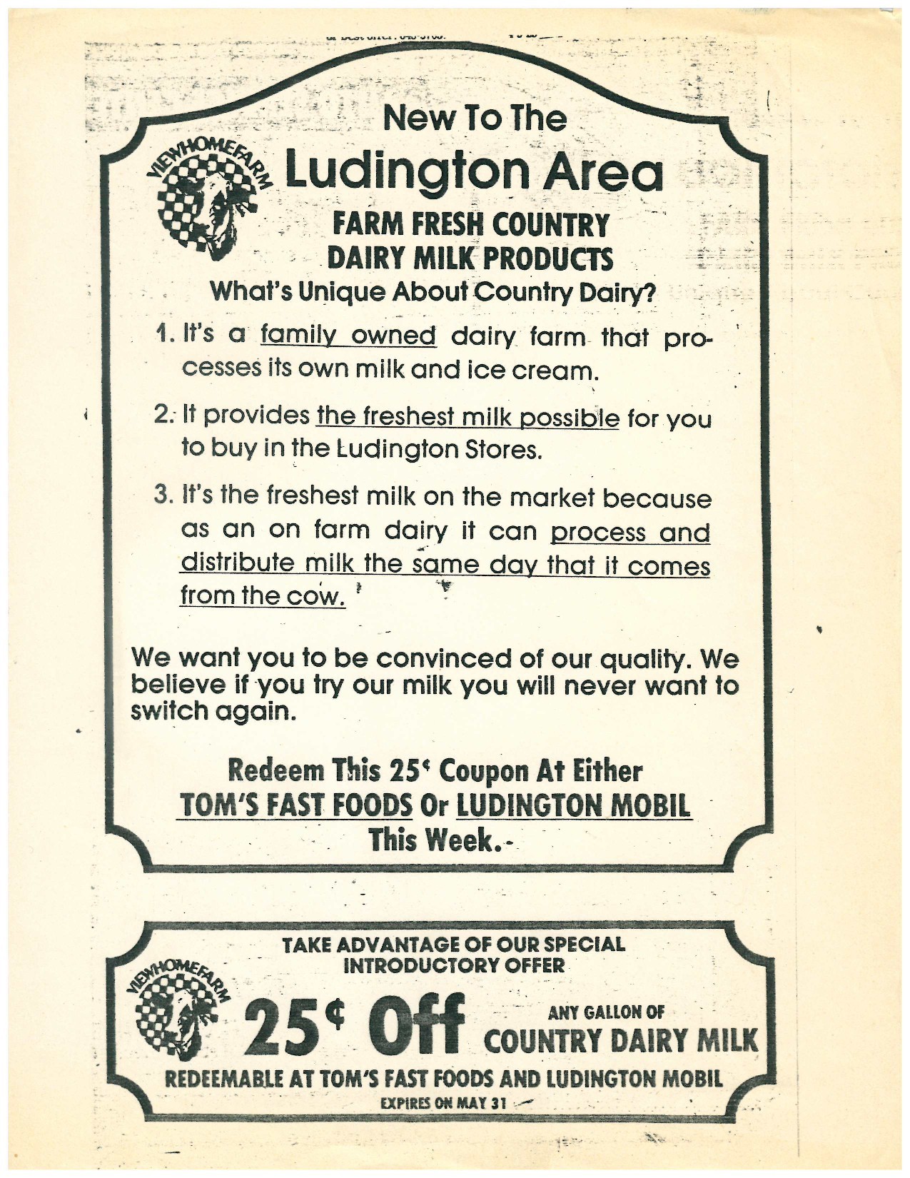 Vintage Country Dairy advertisement